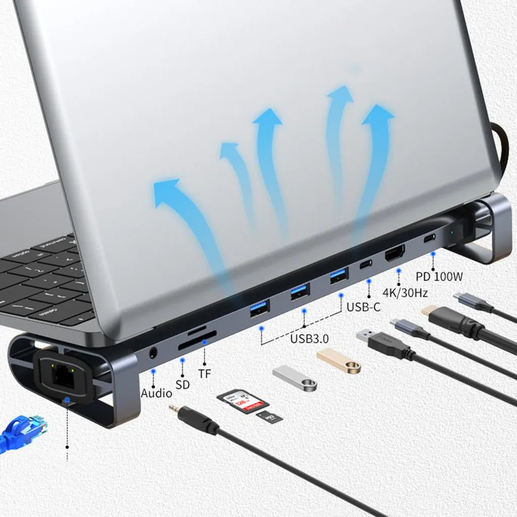 Adaptateur USB-C Multiport 10 en 1 pour MacBook et PC Portables Windows - 2