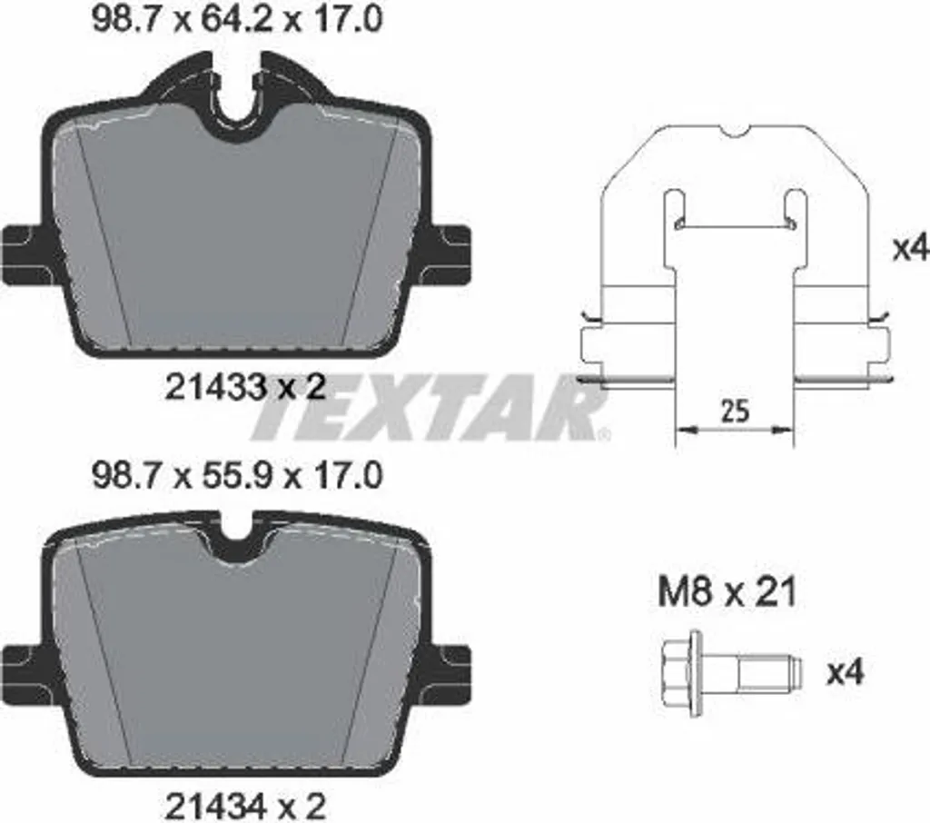 Kit freinage arrière BMW Série 3 G20 G21 et Série 4 G22 OE 34206888831