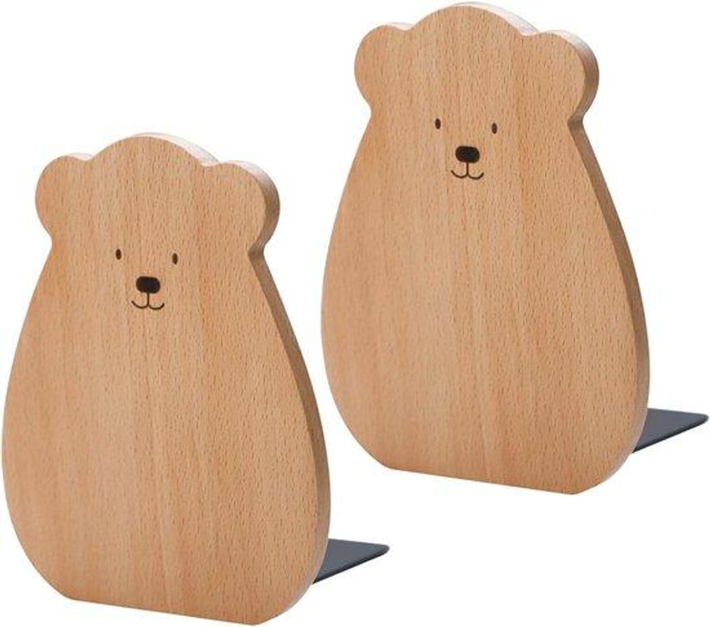2 Stuks Holz Bücherständer, Bücherstütze, Buchenholz Bücherstützen, Unterstützung für Platten, Anti-Slip Bücherstützen, Organizer, Aufbew...