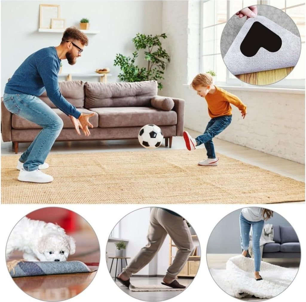 Pack von 8 Antislip Tapijten - Wasbare Herbruikbare Antislip Tapijten für Badzimmer und Küche (Schwarz)