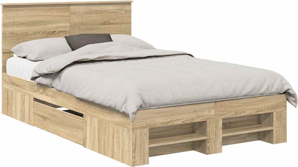 Bettrahmen mit Kopfteil Sonoma-Eiche 120 x 200 cm Holzwerkstoff