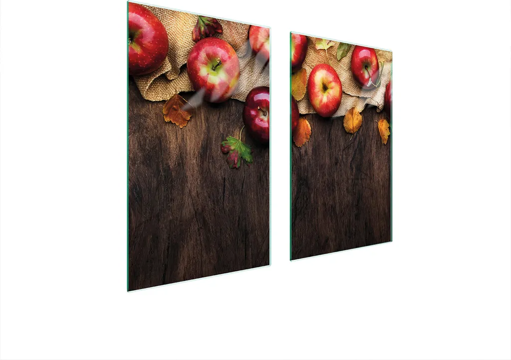 Tagliere in Vetro Gigante 75x52 Coprifornelli Design Rustico Mele