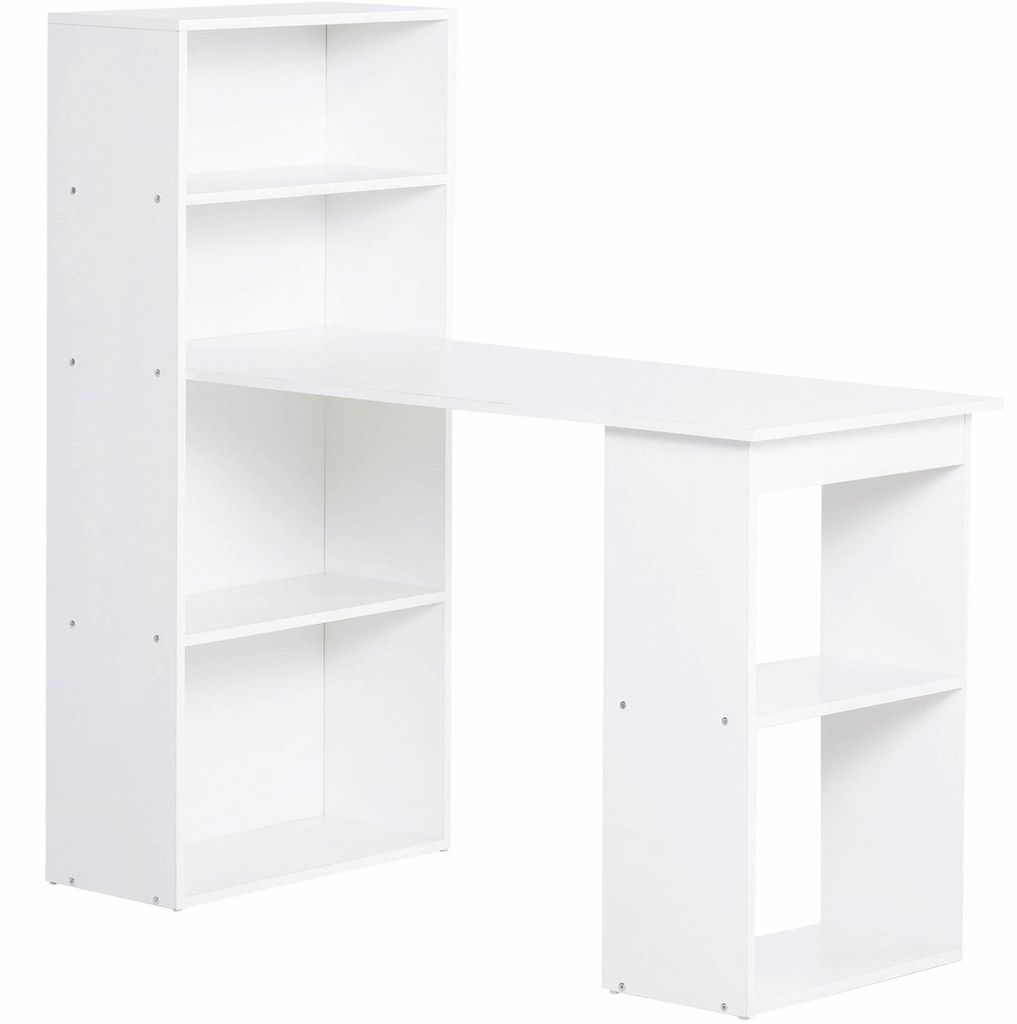Schreibtisch Bürotisch 4 Ablageböden 2 offene Fächer Spanplatte schmal modern WeiØ 120 x 55 x 120 cm bis 20 kg