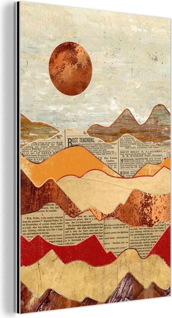 MuchoWow Wanddekoration Metall Metallbild Wandkunst 40x60 cm Vintage - Zeitung - Bronze - Abstrakt - Landschaft - Farben MuchoWow Aluminium Gemäld...