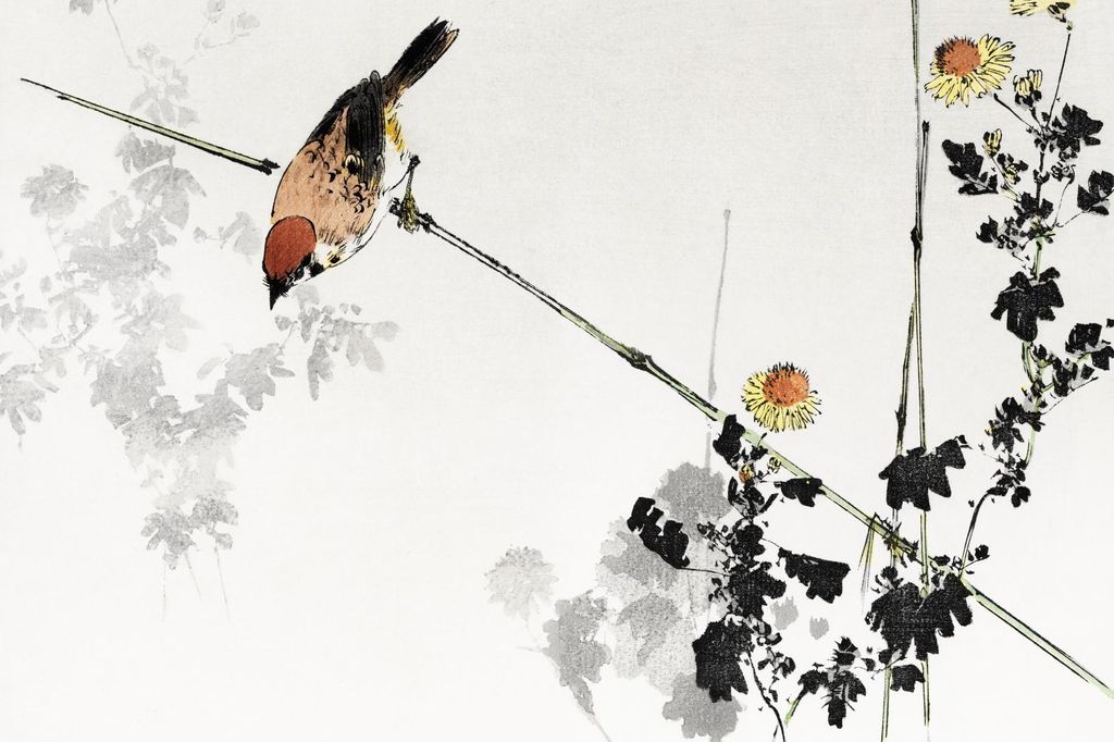 Plakat 30x20cm Schwalbe Vogel, Japanisches Vintage-Seitenbild für das Wohnzimmer