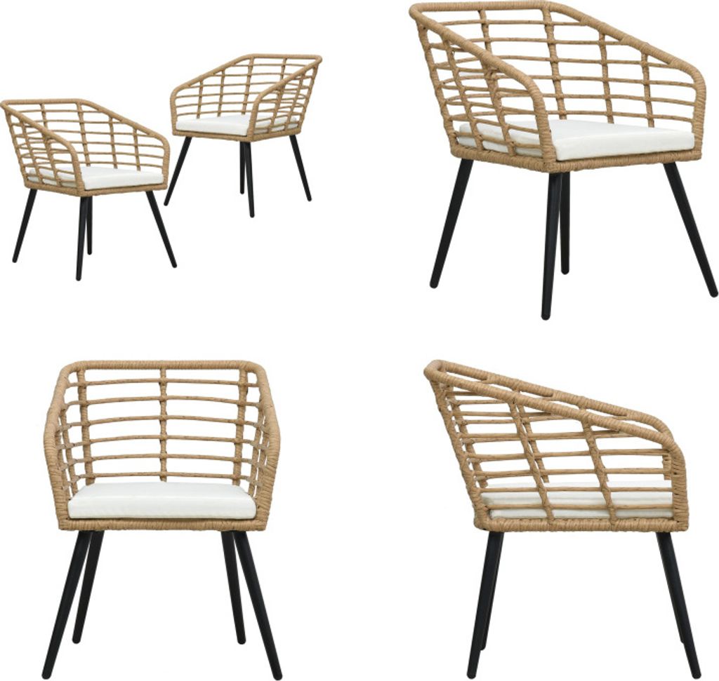 vidaXL Gartenstühle 2 Stk. mit Auflagen Poly Rattan Eiche - Gartenstuhl - Gartenstühle - Stuhl - Stühle