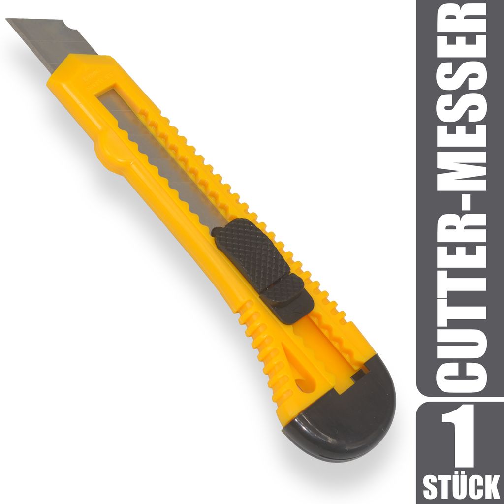 Kunststoff Cuttermesser mit 18mm Abbrechklinge, schwarz/gelb