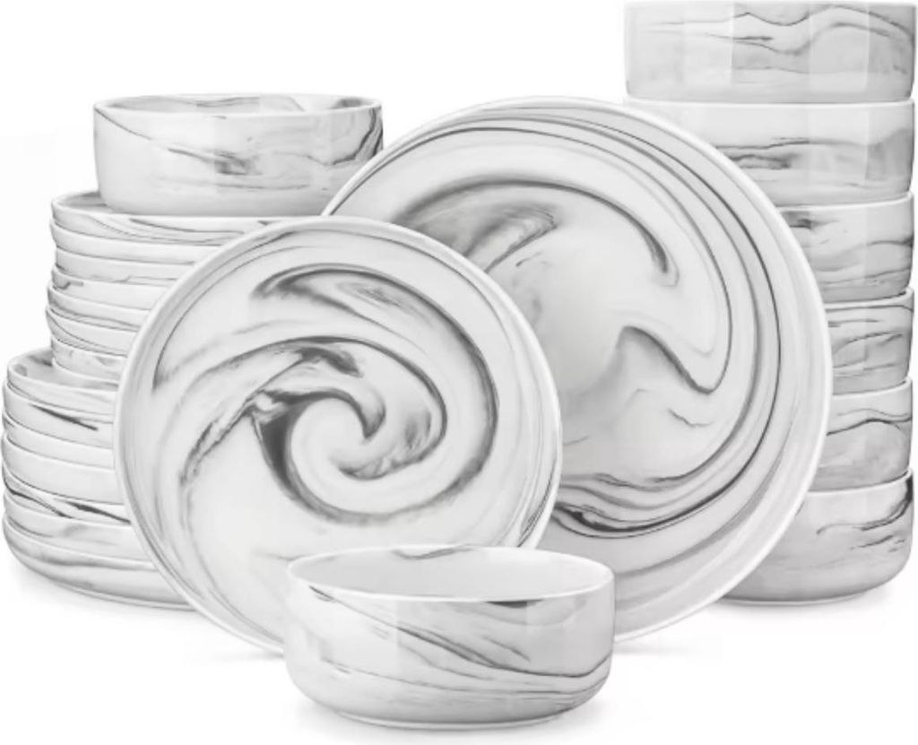 Luminous Serviesset – Serviesset – 4 Personen – 24-teilig – Grau Keramik – Kleine Teller – Perfekt für Abendessen