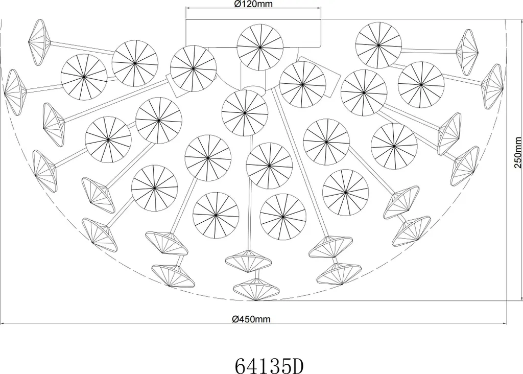 Luminaire de plafond chic doré avec cristaux 4 sources LED Ø 45 cm