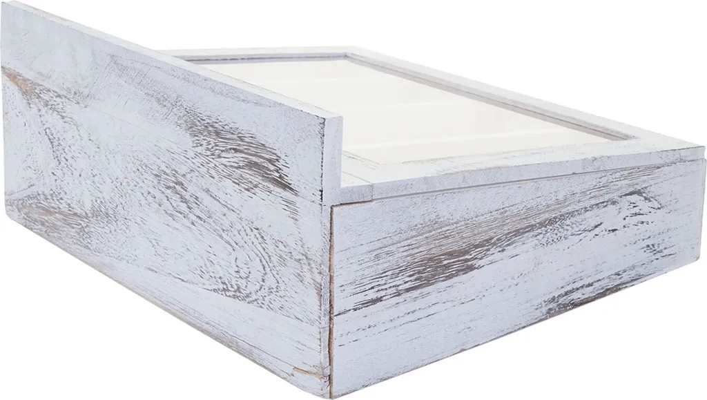 Commode de table et boîte à thé en bois blanc shabby chic avec tiroirs