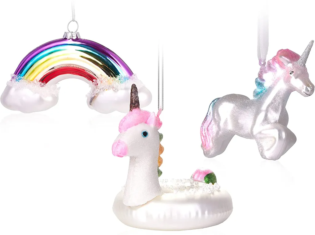Décoration Sapin Originale Licorne en Verre pour Éviter un Noël Monotone