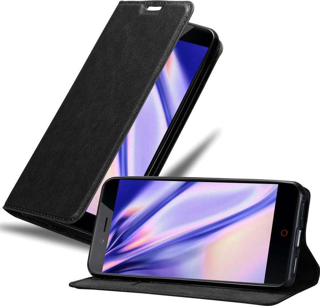 Cadorabo Hülle für ZTE Nubia Z11 MINI S Schutz Hülle in Schwarz Handyhülle Etui Case Cover Magnetverschluss