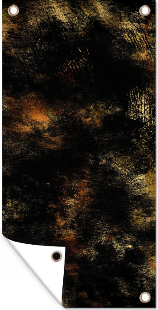 MuchoWow 80x160 cm Outdoor-Poster Gartendeko Sichtschutz Garten Poster für den Garten Gold - Farbe - Abstrakt - Schwarz
