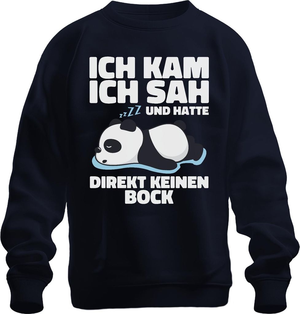 Ich kam ich sah und hatte keinen Bock Panda faul müde Schlaf Uni Sweatshirt Pullover, Navy, XL