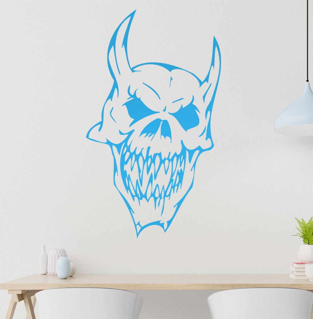 teuflische Fratze Wandtattoo in 6 Größen - Wandaufkleber Wall Sticker - Dekoration, Küche, Wohnzimmer, Schlafzimmer, Badezimmer