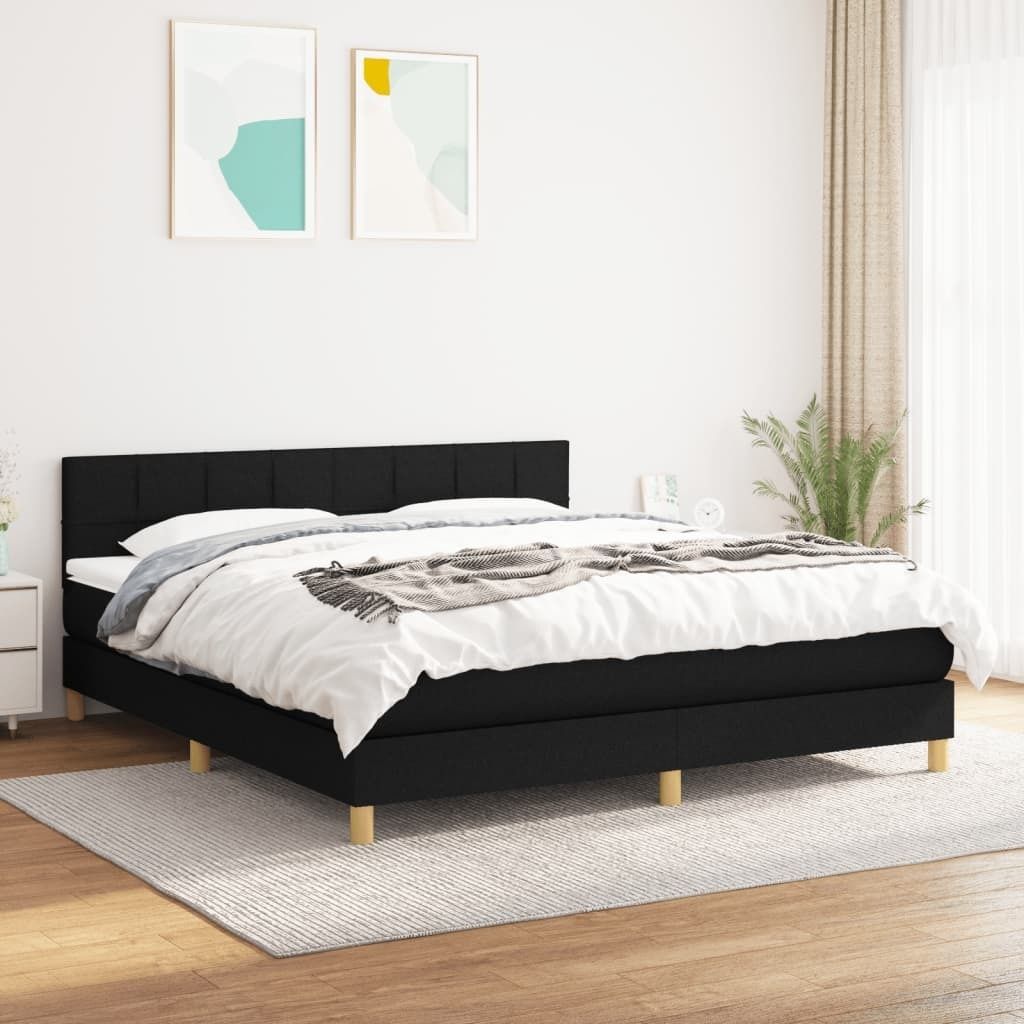 Design New Bettrahmen inkl. Lattenrost - Boxspringbett mit Matratze Schwarz 160x200 cm Stoff - Klassische Betten Möbel2025 CHY6199125 4parcel
