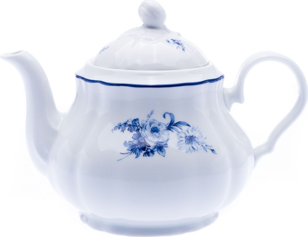 Thun 1794 Rose, Teekanne, Porzellan, blaue Rose, 1,20 l, Thun