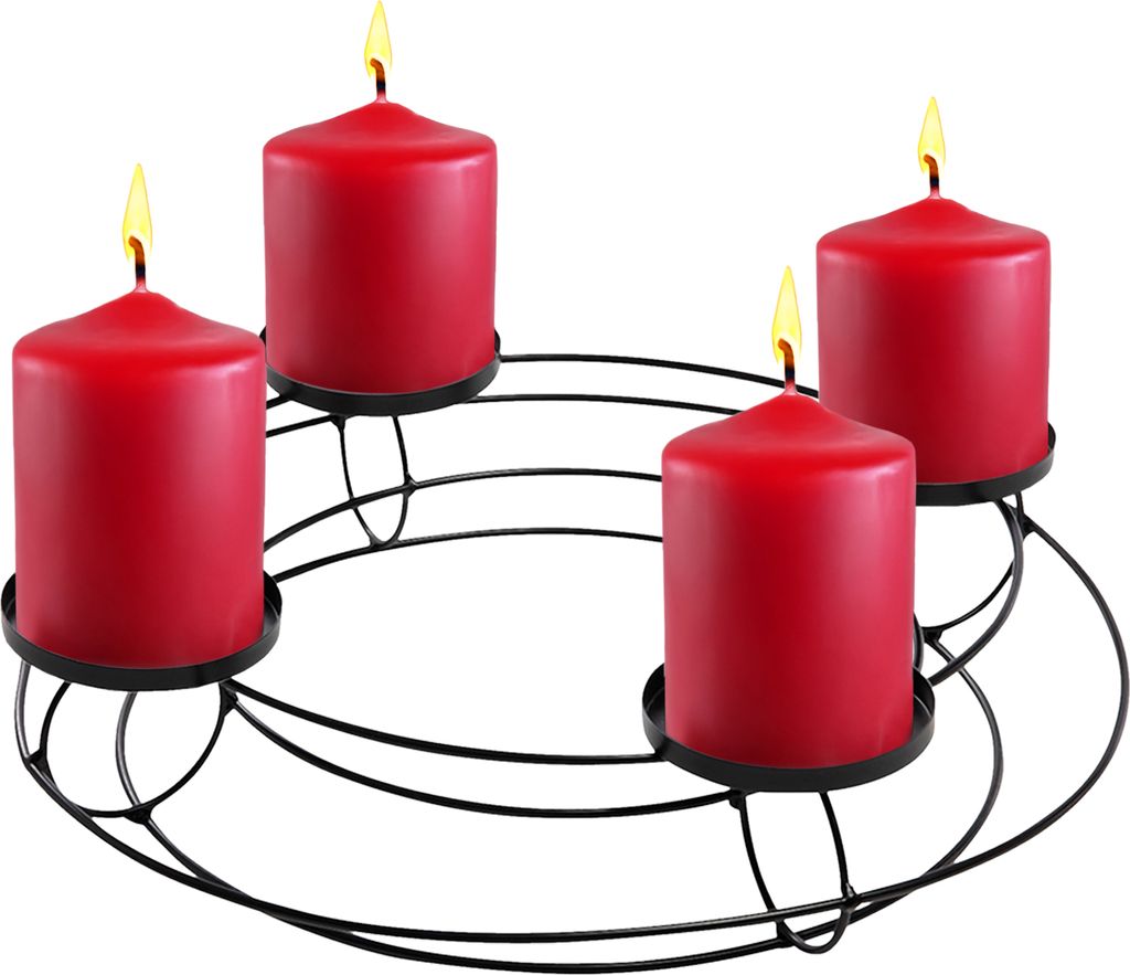 1.01 Aventskranz in schwarz für 4 Kerzen bis Ø 8 cm - rund ca. Ø 30 cm