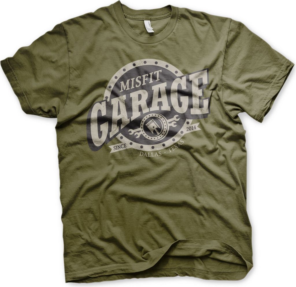 Misfit Garage Piston Sign T-Shirt - Small - Olive