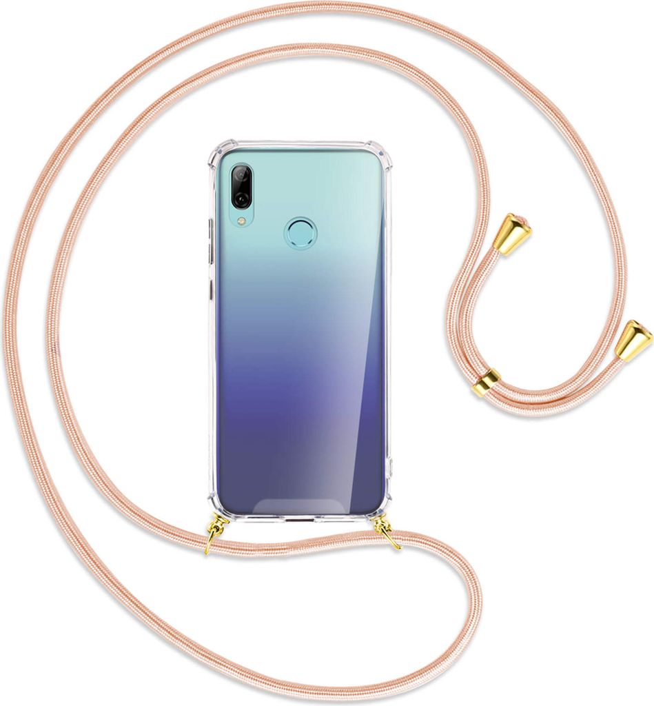 Handykette Backcover-Schutzhülle mit Band (Metall goldfarben) für Huawei P Smart 2019 / Honor 10 Lite - rose peach