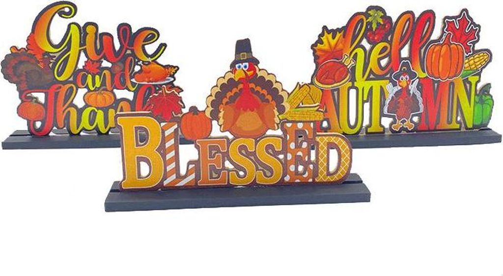 3-teiliges Herbst-Tischdekor, Erntedank-Tischdekoration aus Holz, Herbstkürbisse, Tischdekoration für Thanksgiving-Partys, Zuhause, Küche, Regal...