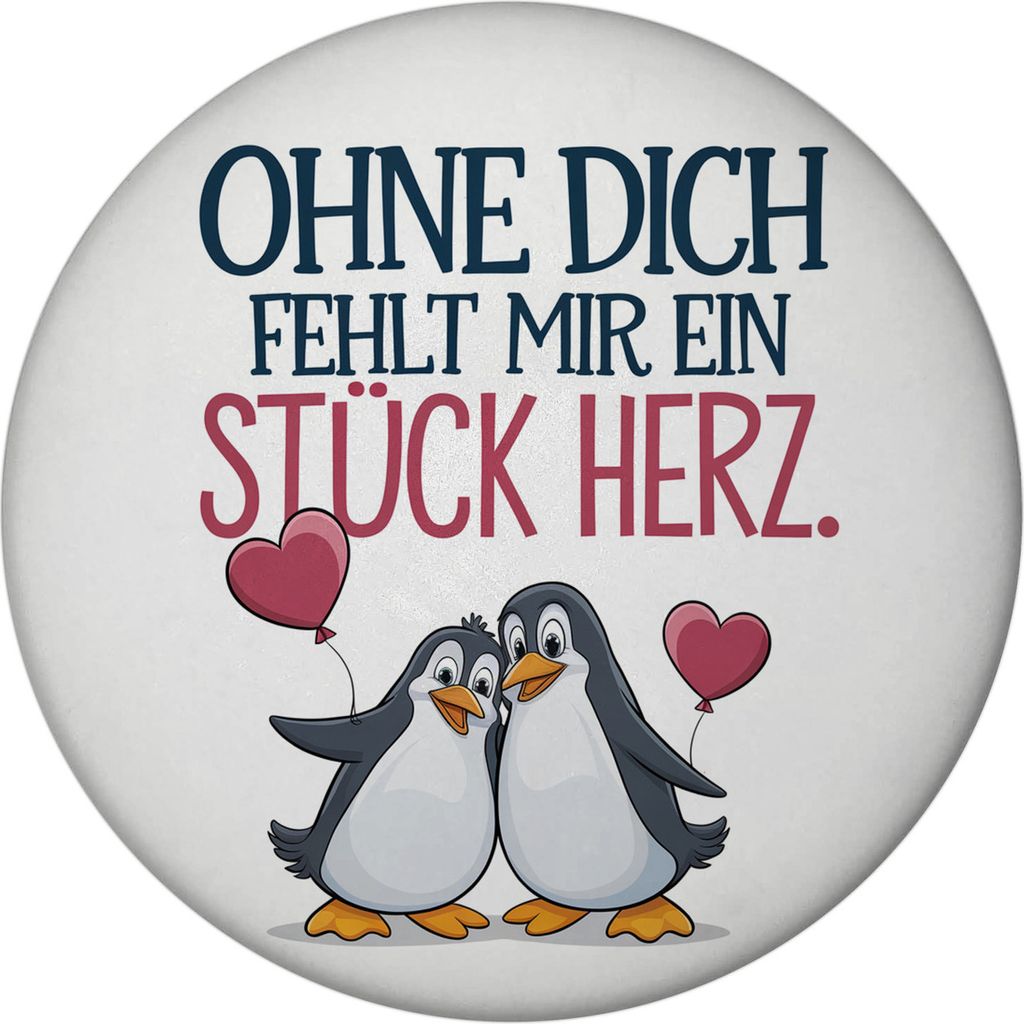 Ohne dich fehlt ein Stück Herz Magnet mit Flaschenöffner mit Pinguinen