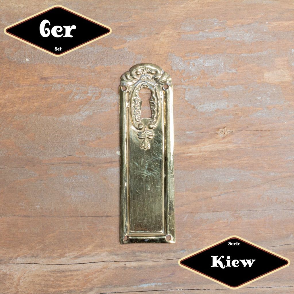 Schlüsselplatte,Serie"Kiew",6er Pack|Eisen in Messing gl.|H7,8xB2,4cm