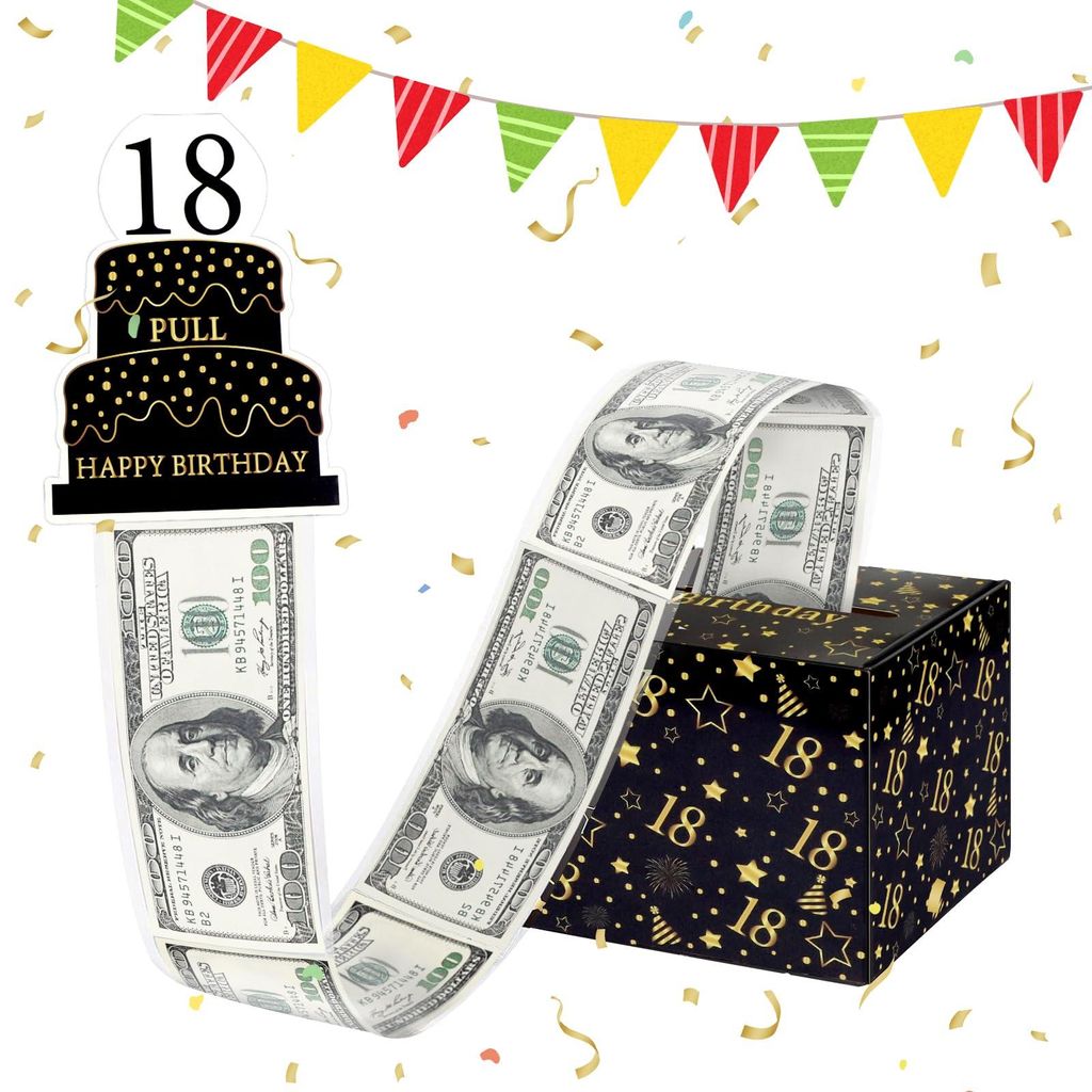 Geschenkverpackung für Geldgeschenke zum 18. Geburtstag, DIY-Überraschungsbox, Sparschwein, Geschenk mit Aufreißlasche, Dekoration für Mädchen...