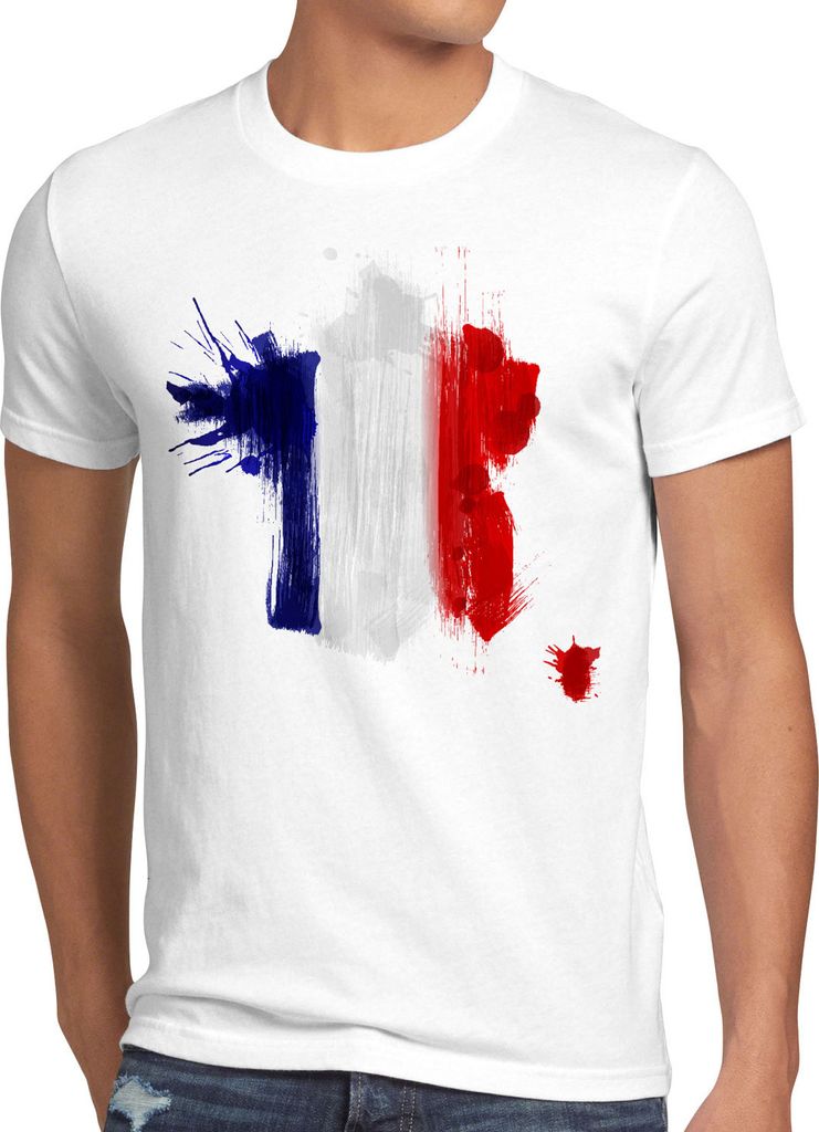 BaumwolleCloud Flagge Frankreich Herren T-Shirt Fußball Sport France WM EM Fahne