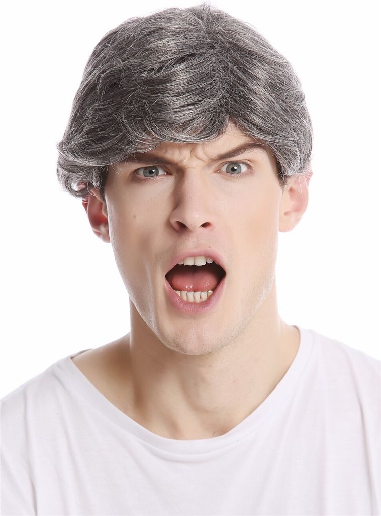 WIG ME UP Herrenperücke kurz Scheitel dunkelgrau grau Produktbild 