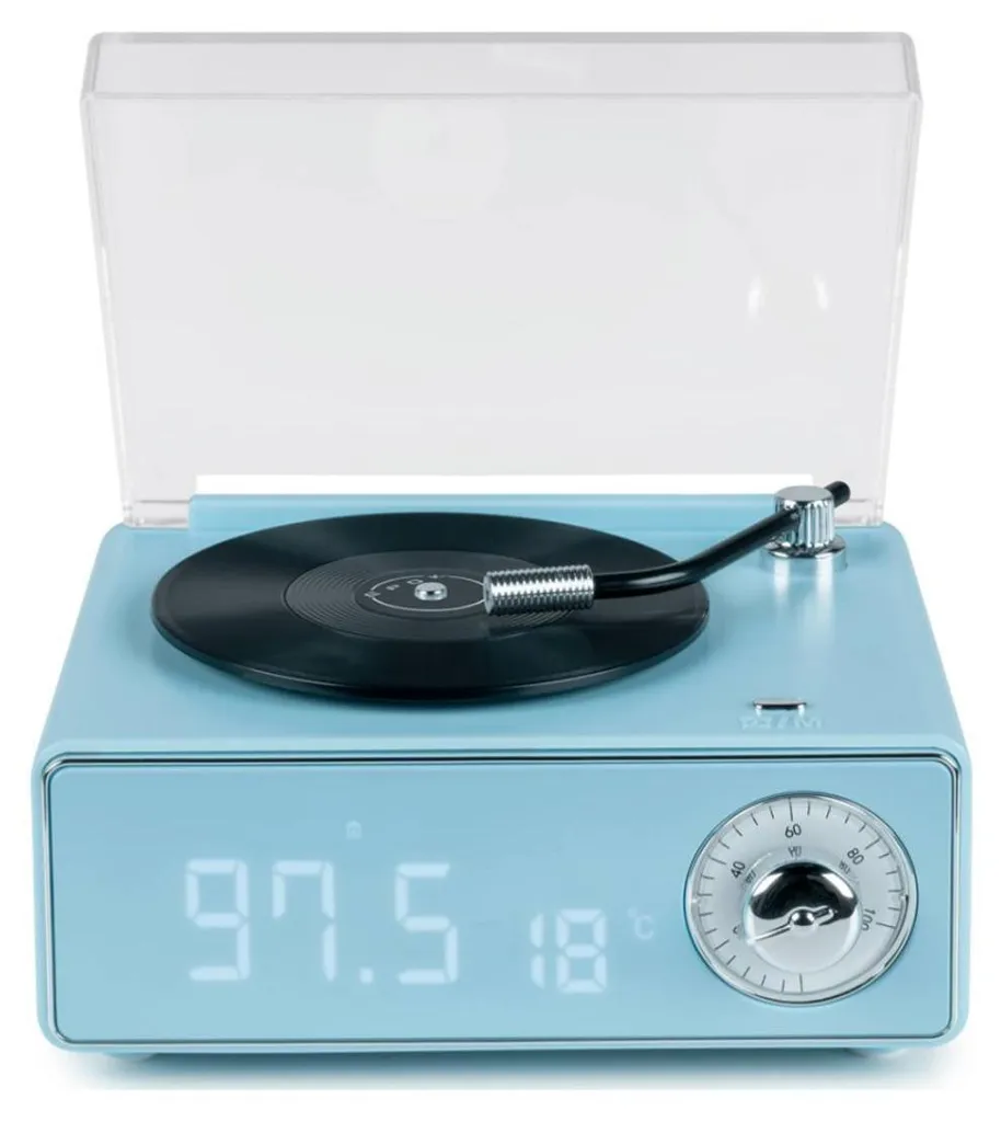 BigBen EPOK Enceinte Bluetooth Rétro et Réveil Digital Vintage Bleu