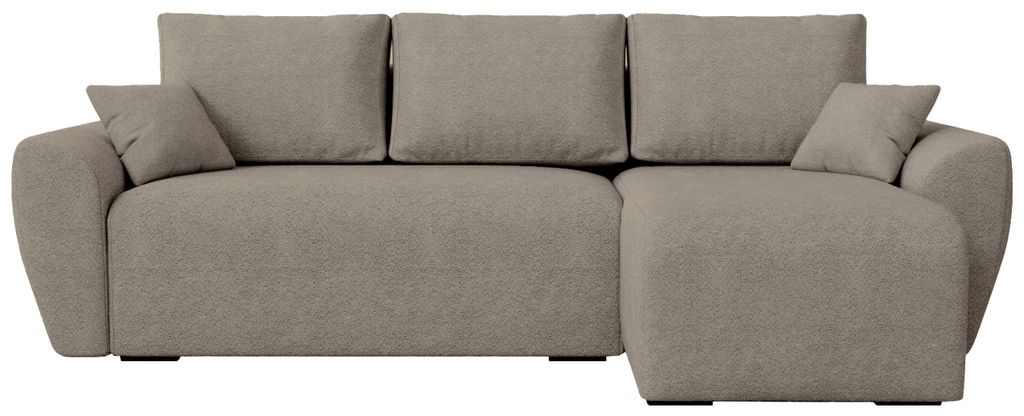 BroMARKT Ecksofa mit Schlaffunktion Rotterdam Braun Bouclé Rechts