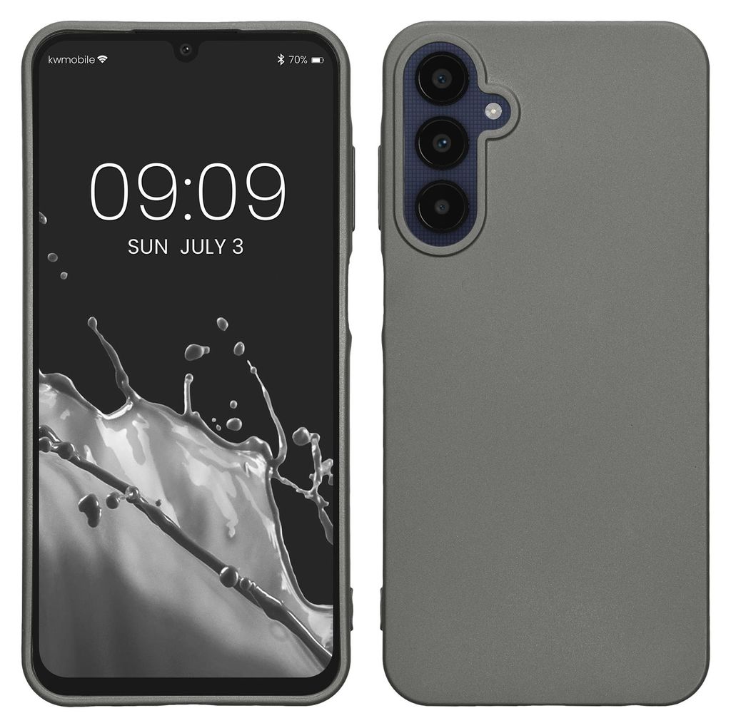 kwmobile Handyhülle für Samsung Galaxy A25 Hülle - Silikon Case metallisch schimmernd - Schutzhülle Cover - Metallic Grau