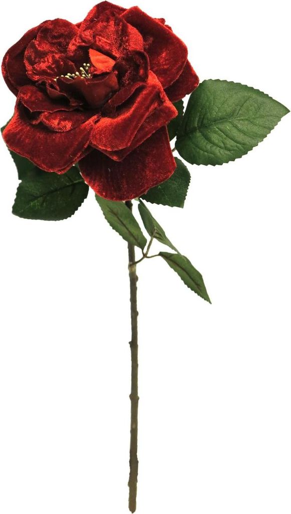artplants.de Samt Rose YUFAN, rot, 45 cm - Künstliche Stielblume