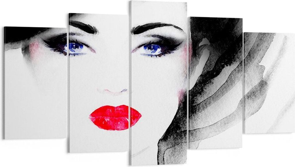 Bild auf Leinwand - Leinwandbild - Frau Gesicht - 160x85cm - Wand Bild - Wanddeko - Wandbilder - Leinwanddruck - Bilder - Kunstdruck - Wanddekorati...