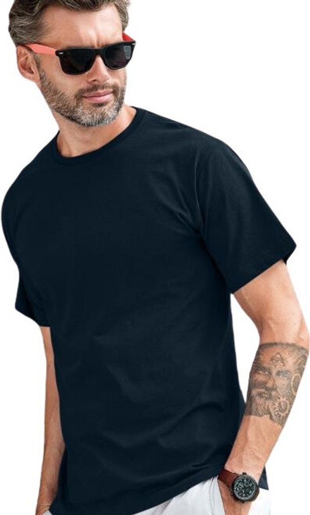 Uni-T-Shirt aus Baumwolle, mittelschwer, 100% Baumwolle, unbedruckt, einfarbig, 180g/m2, Farbe dunkelblau, Größe S