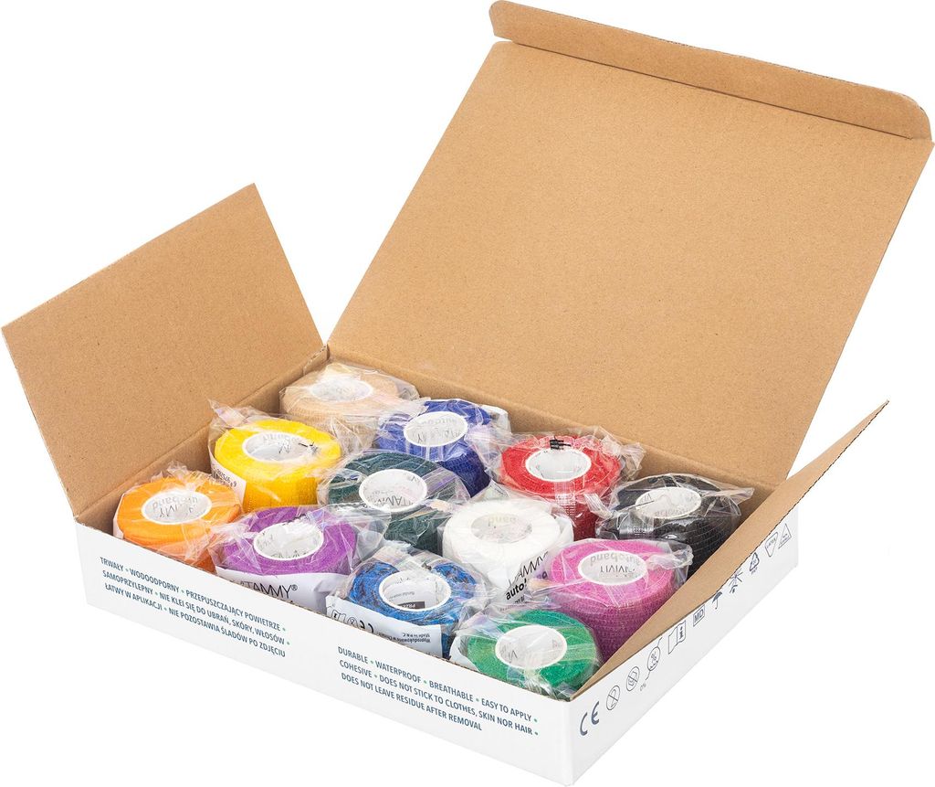 VITAMMY Autoband Selbstklebende Binde mit Aufdruck, Farbmix, 2,5cmx450cm, 12 Stk
