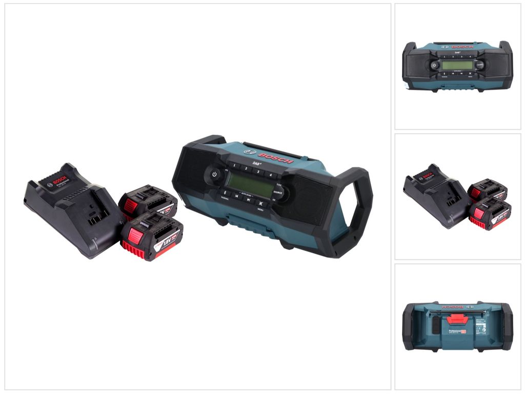 Bosch GPB 18V-2 SC Professional Akku Baustellenradio 18 V DAB+ Bluetooth AUX + 2x Akku 4,0 Ah + Ladegerät