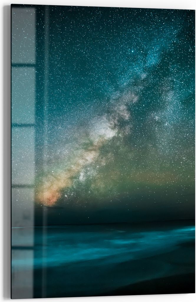 DEQORI Magnettafel Glas 60x90 cm 'Galaktischer Ozeanglanz' beschreibbar Whiteboard Küche