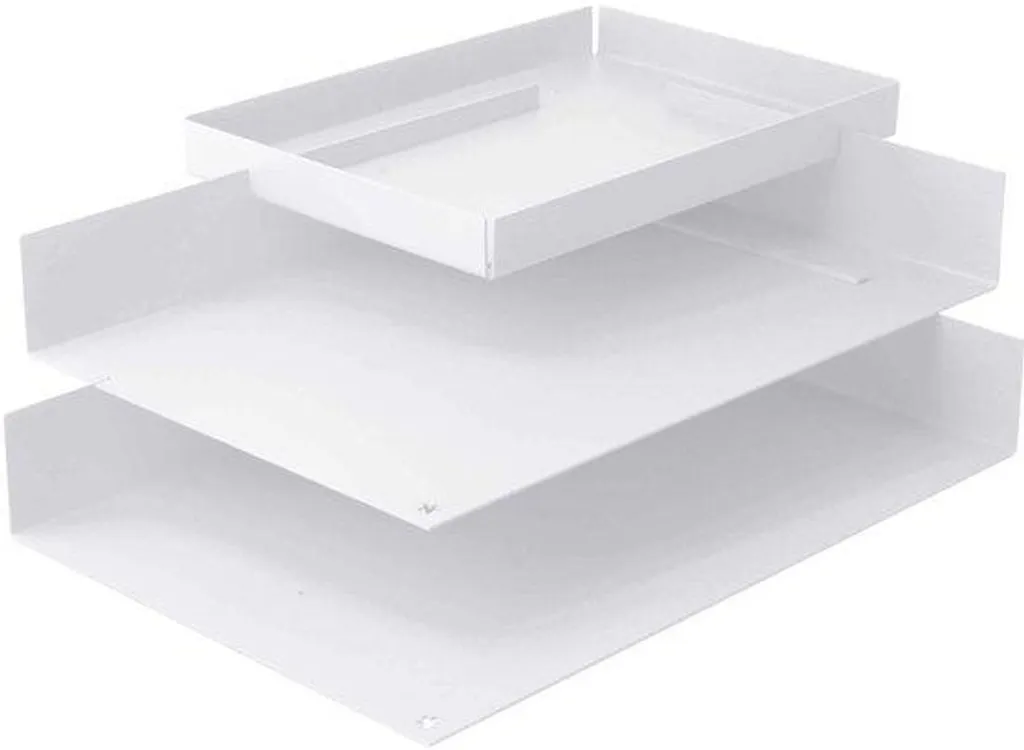 Plateau à papier blanc format A4 élégant pour organisation de bureau