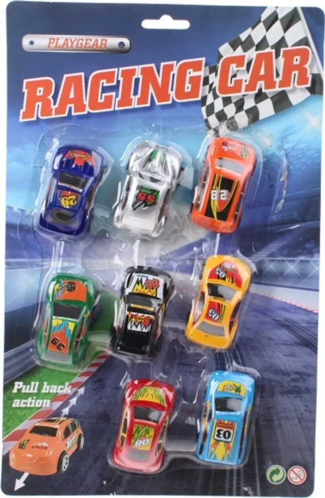 Lot de 8 petites voitures de course à remonter pour circuit de jeu enfant