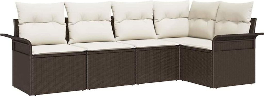 vidaXL Gartensofa-set mit Kissen 5 pcs Braun Poly-Rattan