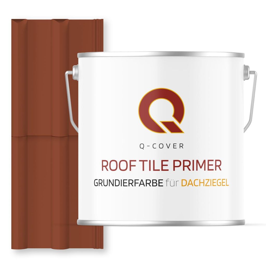 Grundierfarbe für Dachziegel Kupferbraun RAL 8004 5 L | wetterfeste Dachbeschichtung | für Ziegel, Beton, Eternit | UV-beständig | Q-COVER