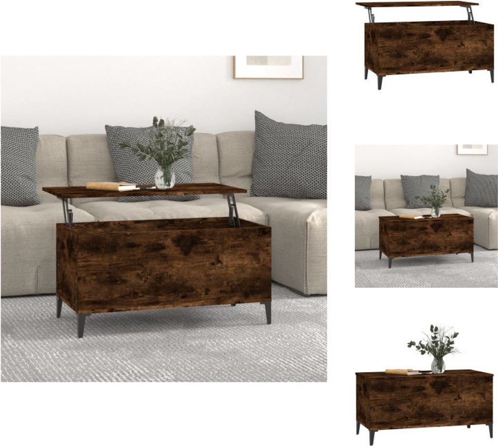 vidaXL Couchtisch Räuchereiche 90x44,5x45 cm Holzwerkstoff - Couchtische