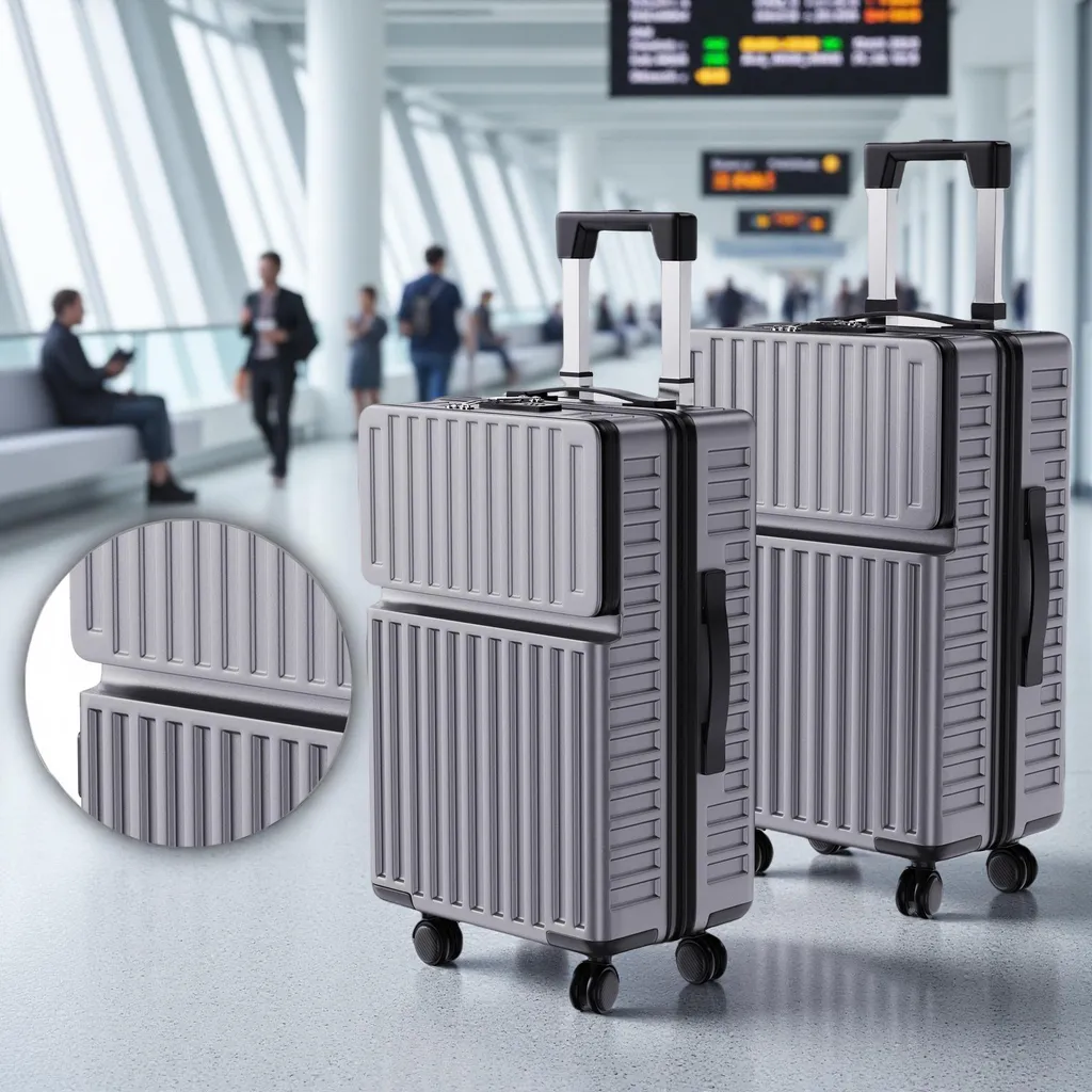 Set Valigie 2 Pezzi Grigio - Trolley Rigidi Bagaglio a Mano e Medio