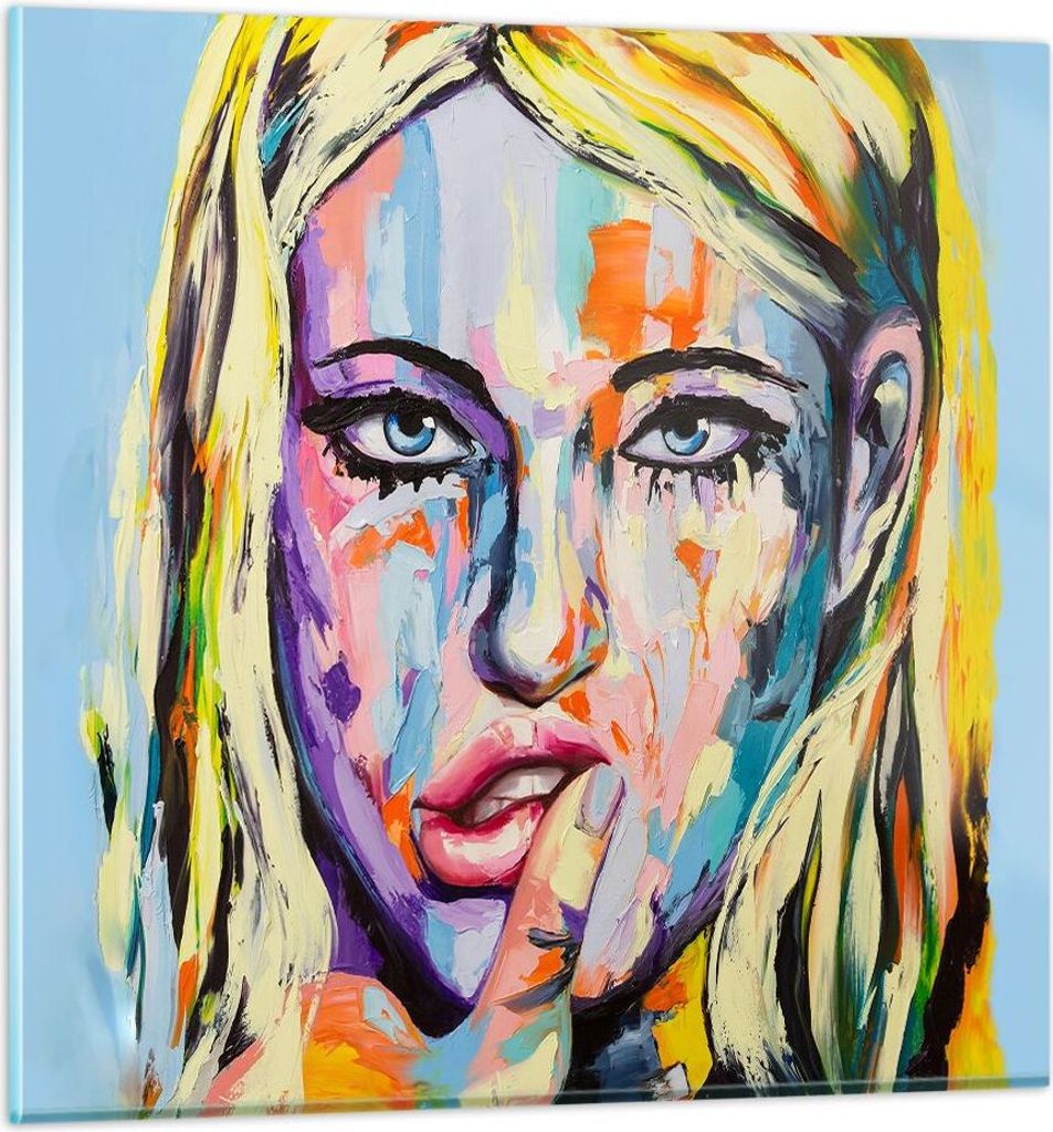 Bilder auf glas - Öl Malerei Porträt Frau - 50x50cm - Glasbilder - Wandbilder - Kunstdruck - zum Aufhängen bereit - Wanddekoration aus Glas - Gl...