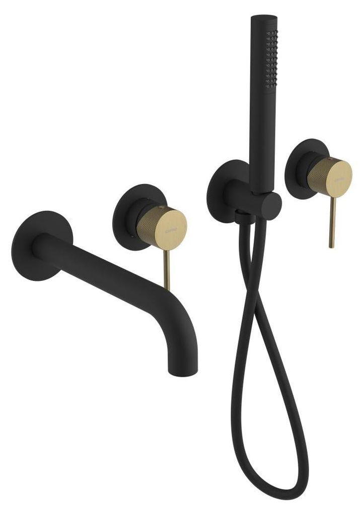 Sapho ULTRASAN Unterputz-Wannenarmatur, Set, Schwarz matt/Gold matt