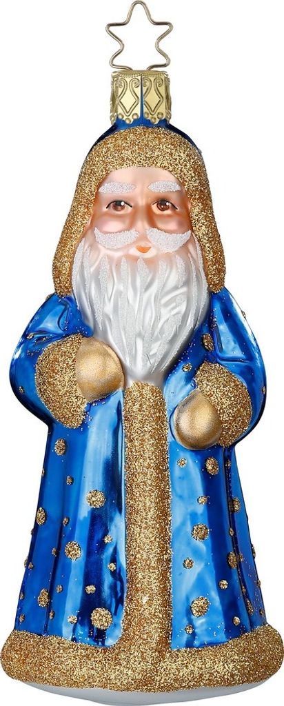 Christbaumschmuck Nikolaus 13cm Glas Figur Blau / Gold