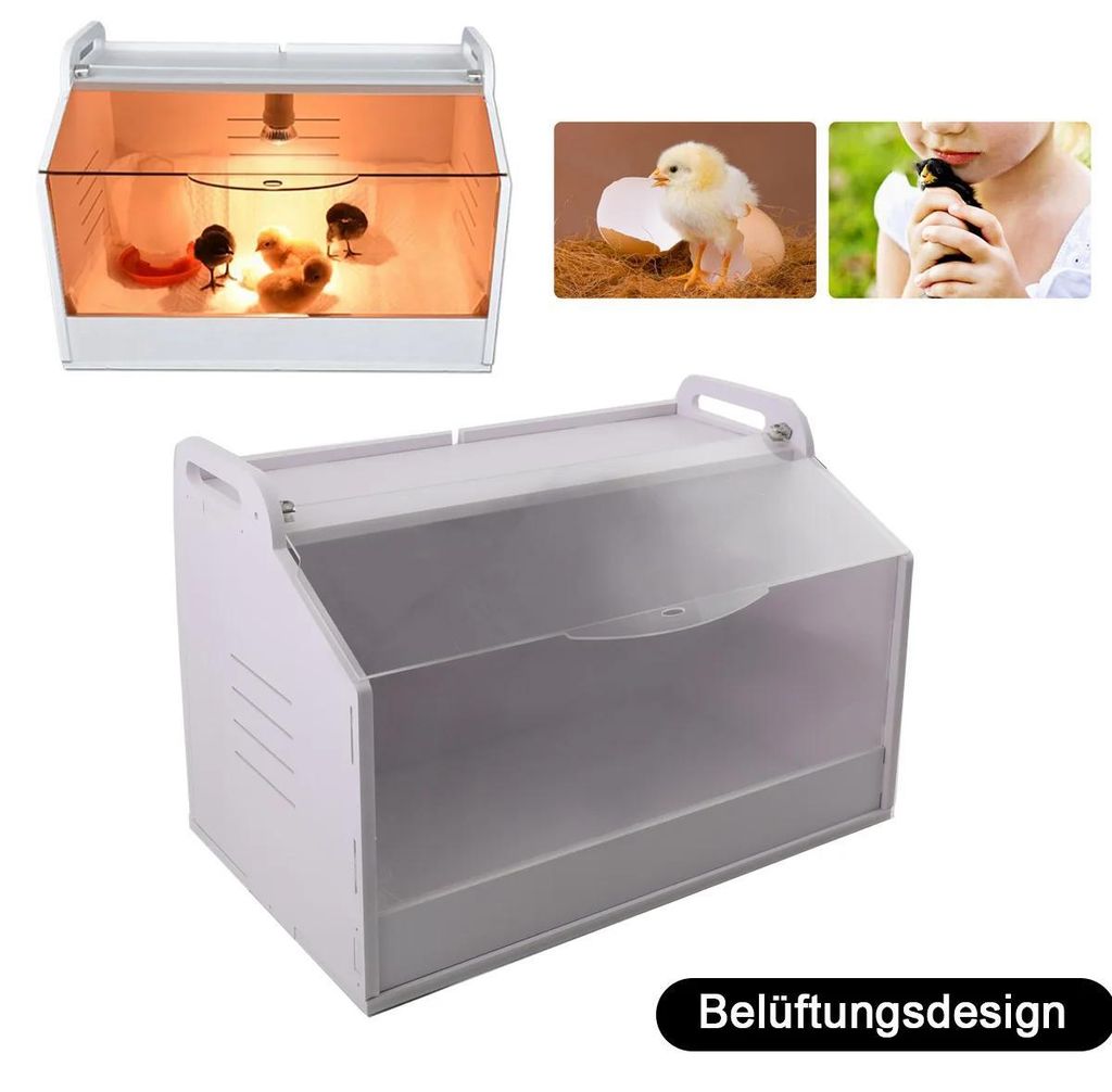 Brut- und Aufzuchtbox für Küken - Wärmekiste Brooder für Wachteln und Geflügel - Innenaufzucht Kasten - 48x30x30 cm