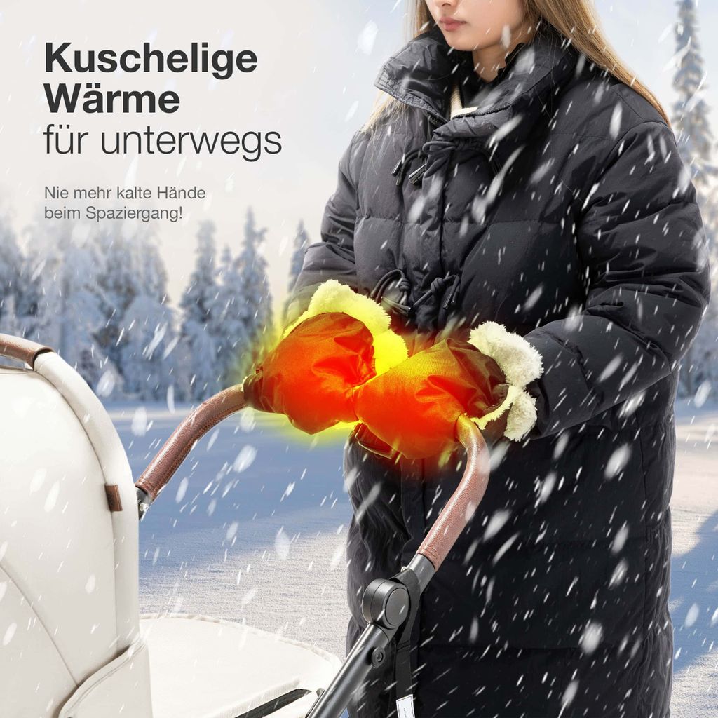 Daliya ArcticDuo Kinderwagen Handwärmer für Kinder und Eltern, Handschuhe für Buggy, Handmuff, Kuschelig und weich, Imprägniert und Wasserabw...